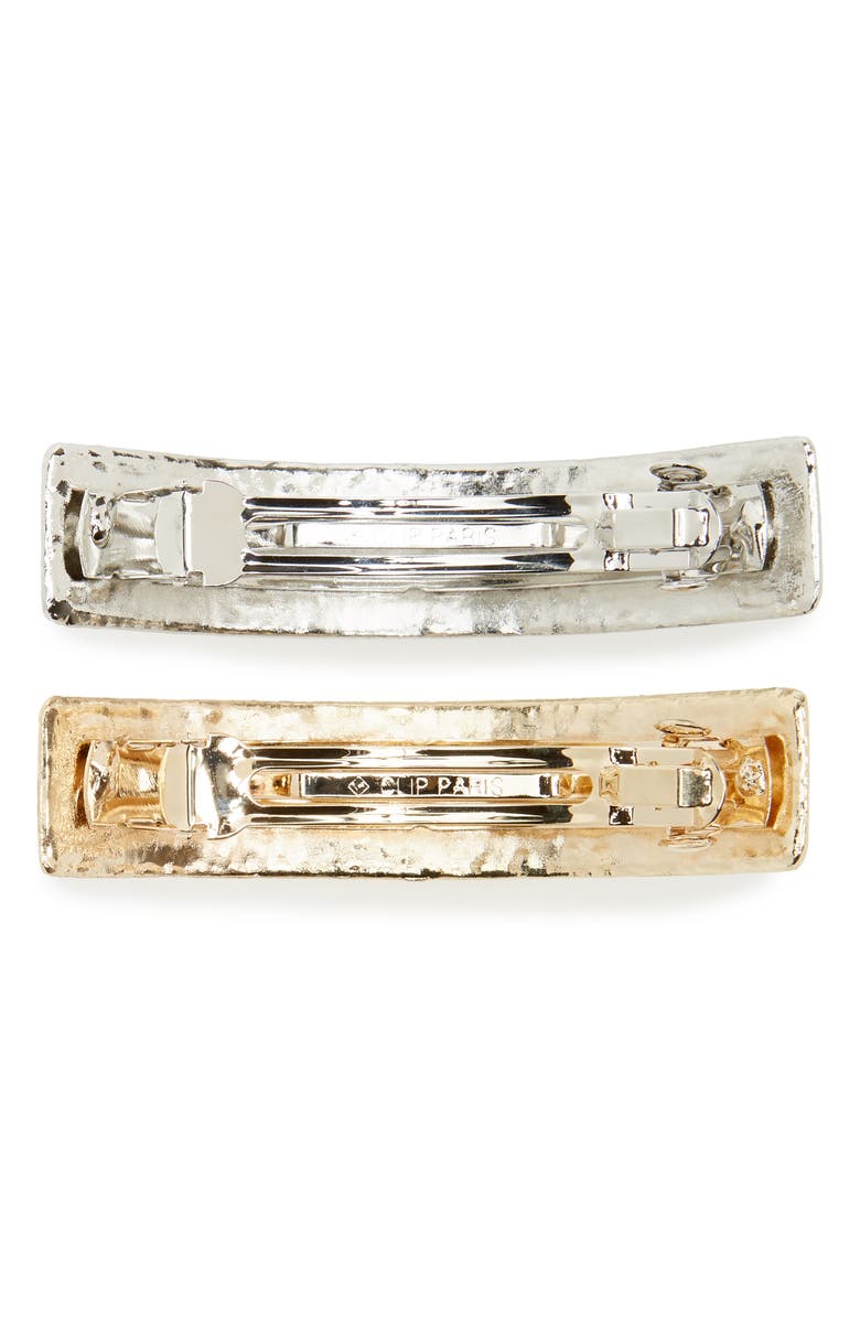 Tasha 2-Pack Brushed Metal Barrettes, Alternate, color, 