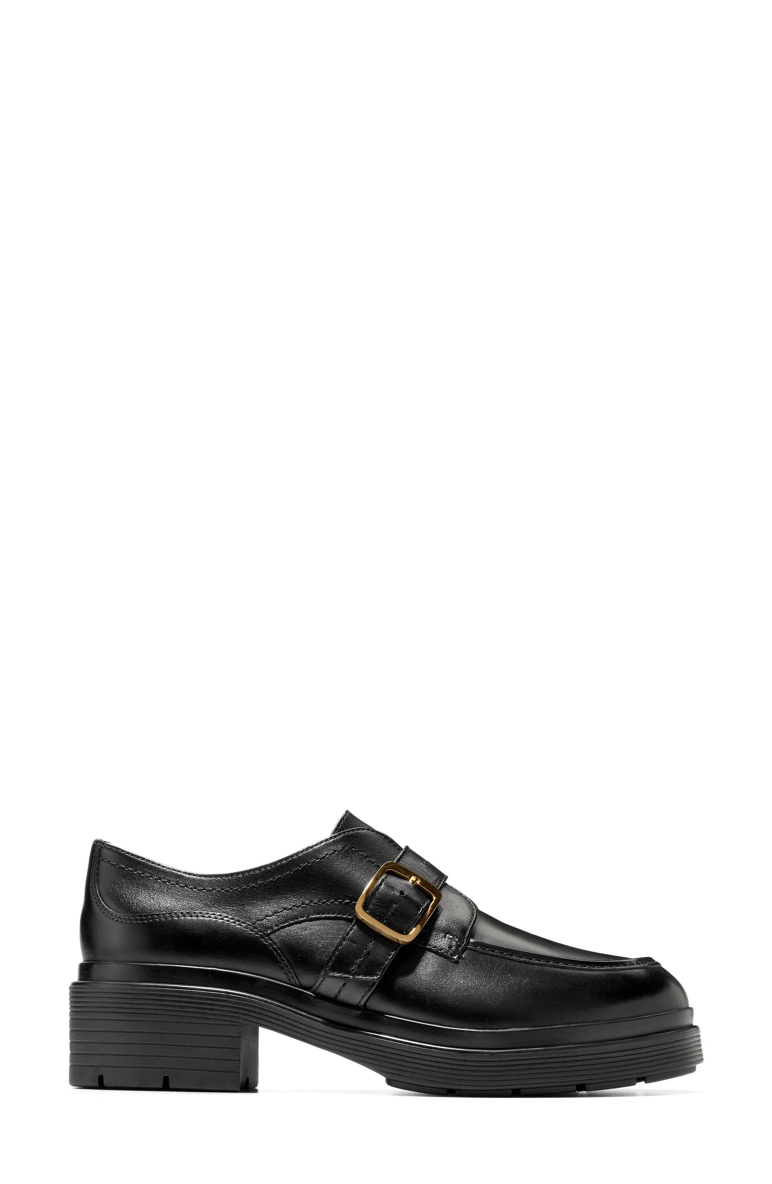 Cole Haan Carlitta Monk Strap Loafer, Alternate, color, Black Leather