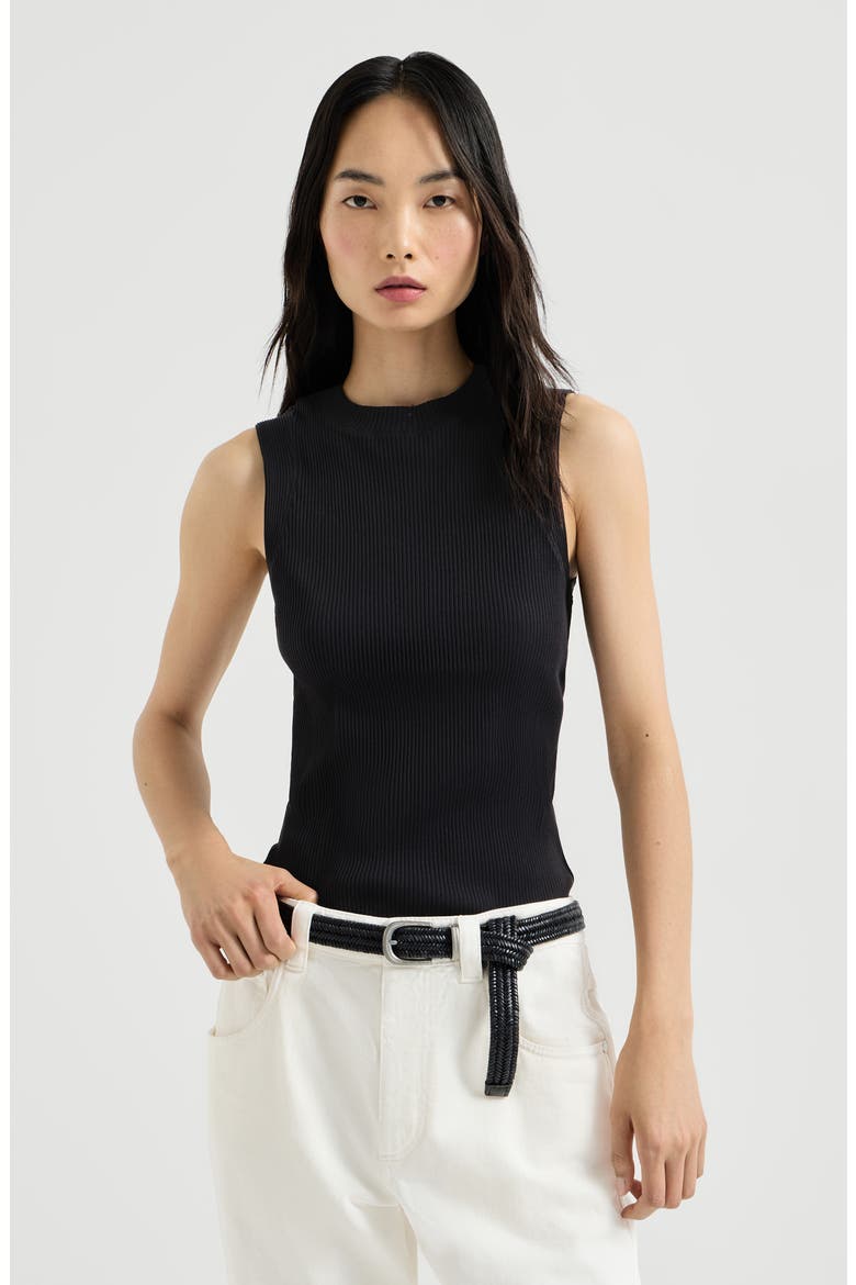 Ribbed jersey top, Main, color, Black