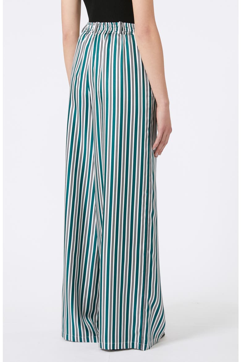 Ladino Stripe Belted Wide Leg Silk Pants, Alternate, color, DARK GREEN