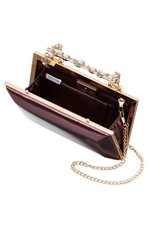 Nina Boujee Crystal Lace Clutch In Brown