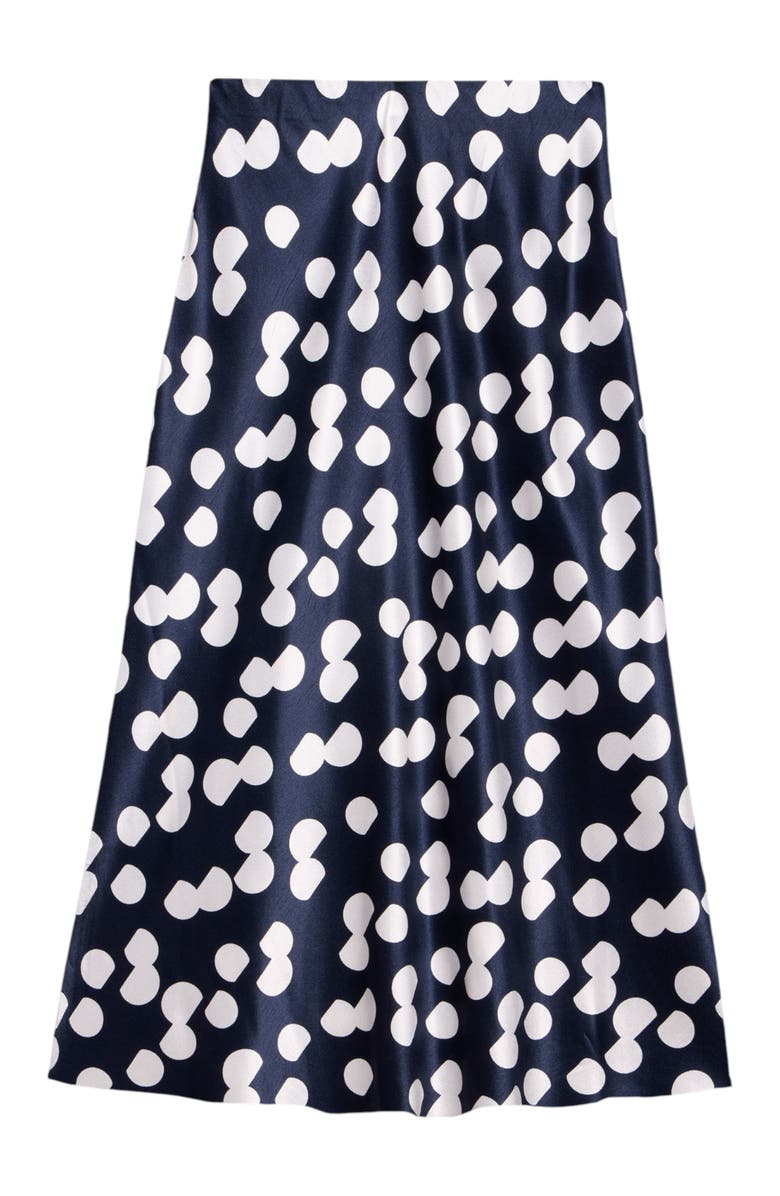 MINT VELVET Spot Print Satin Skirt, Alternate, color, Navy