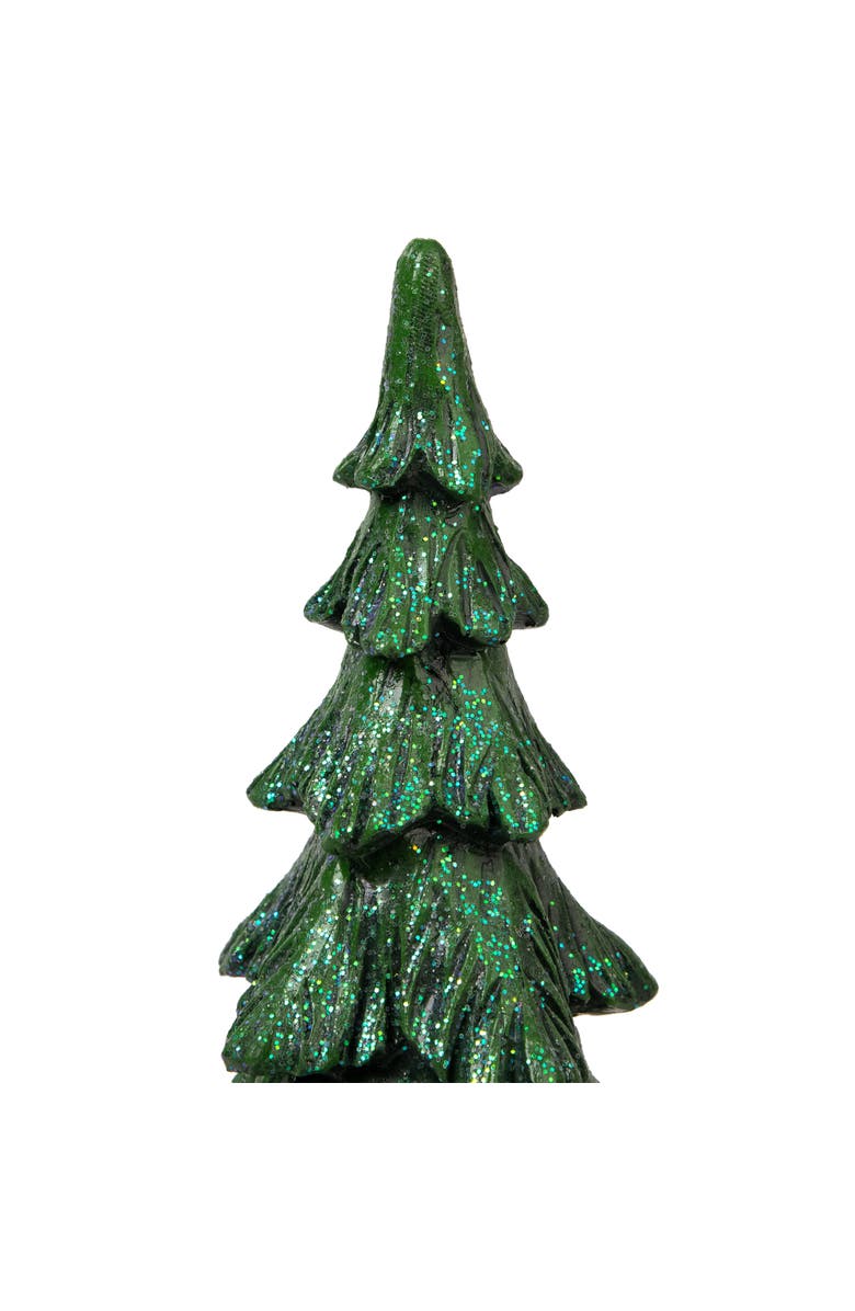 Northlight Carved Glittery Trees Christmas Decorations - Set of 2 - Green, Alternate, color, Green