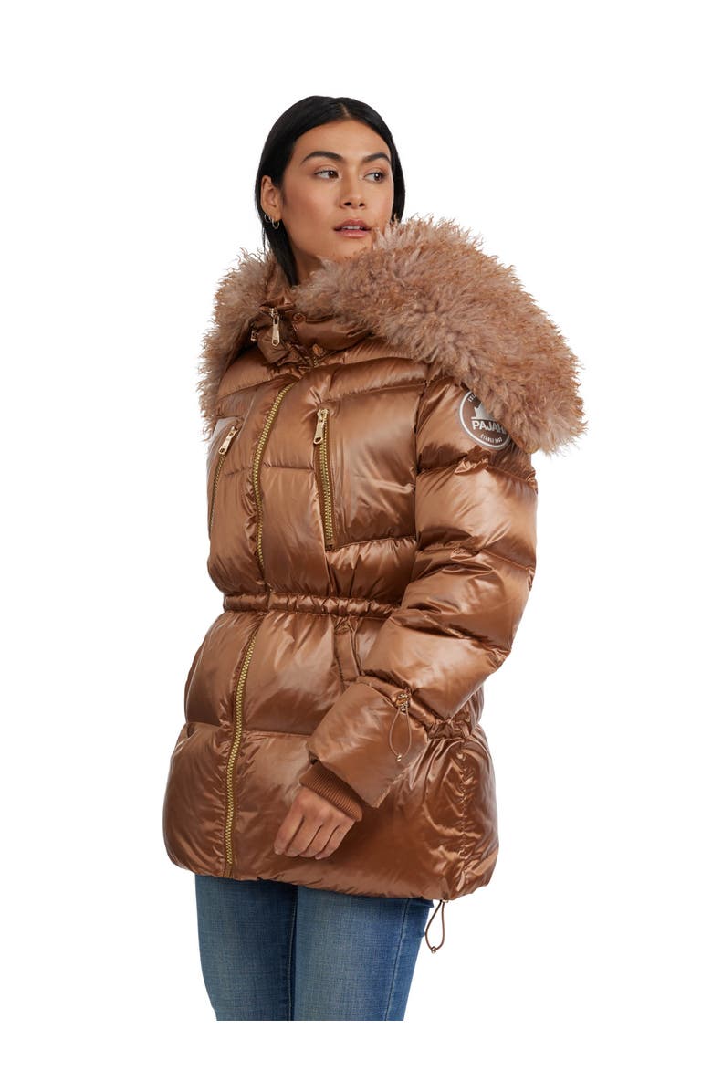 Pajar Electra Mid Puffer with Detachable shearling Lined Split Hood, Alternate, color, Copper