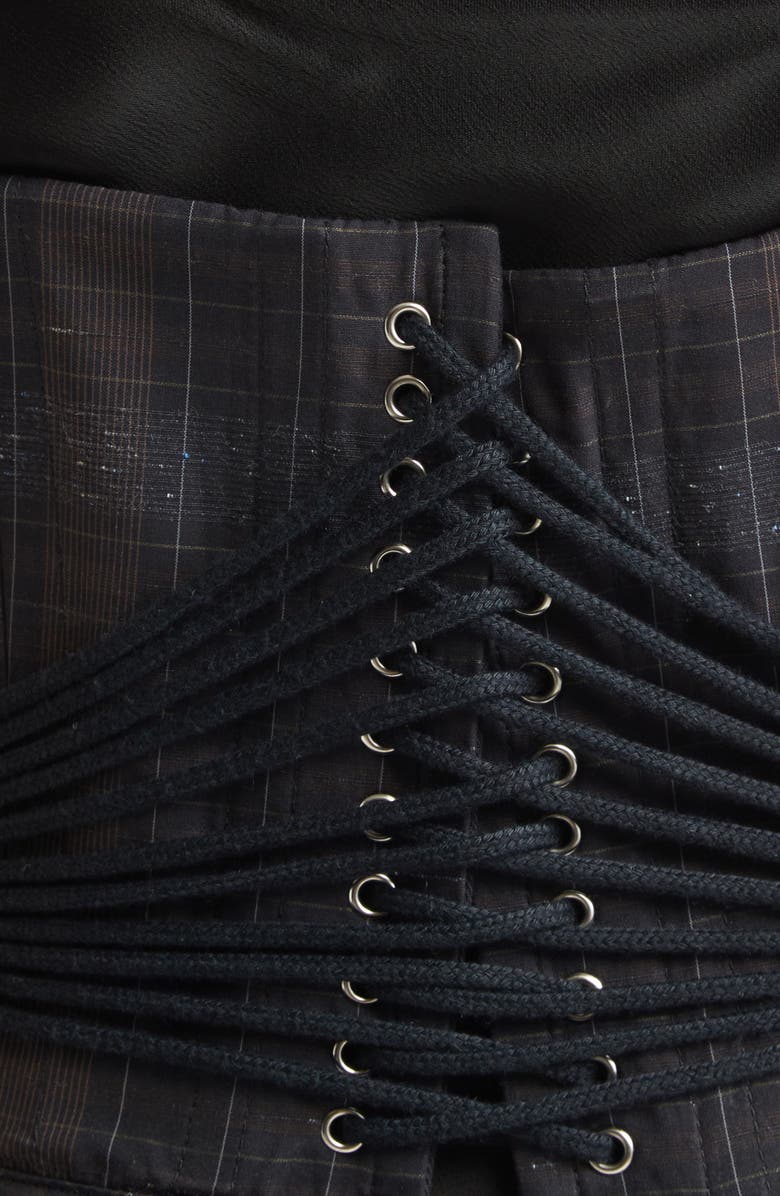 Meruert Tolegen Plaid Corset, Alternate, color, Black Artisinal Plaid