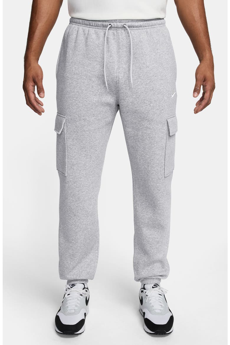 Club Fleece Cargo Sweatpants, Main, color, BIRCH HEATHER/ WHITE