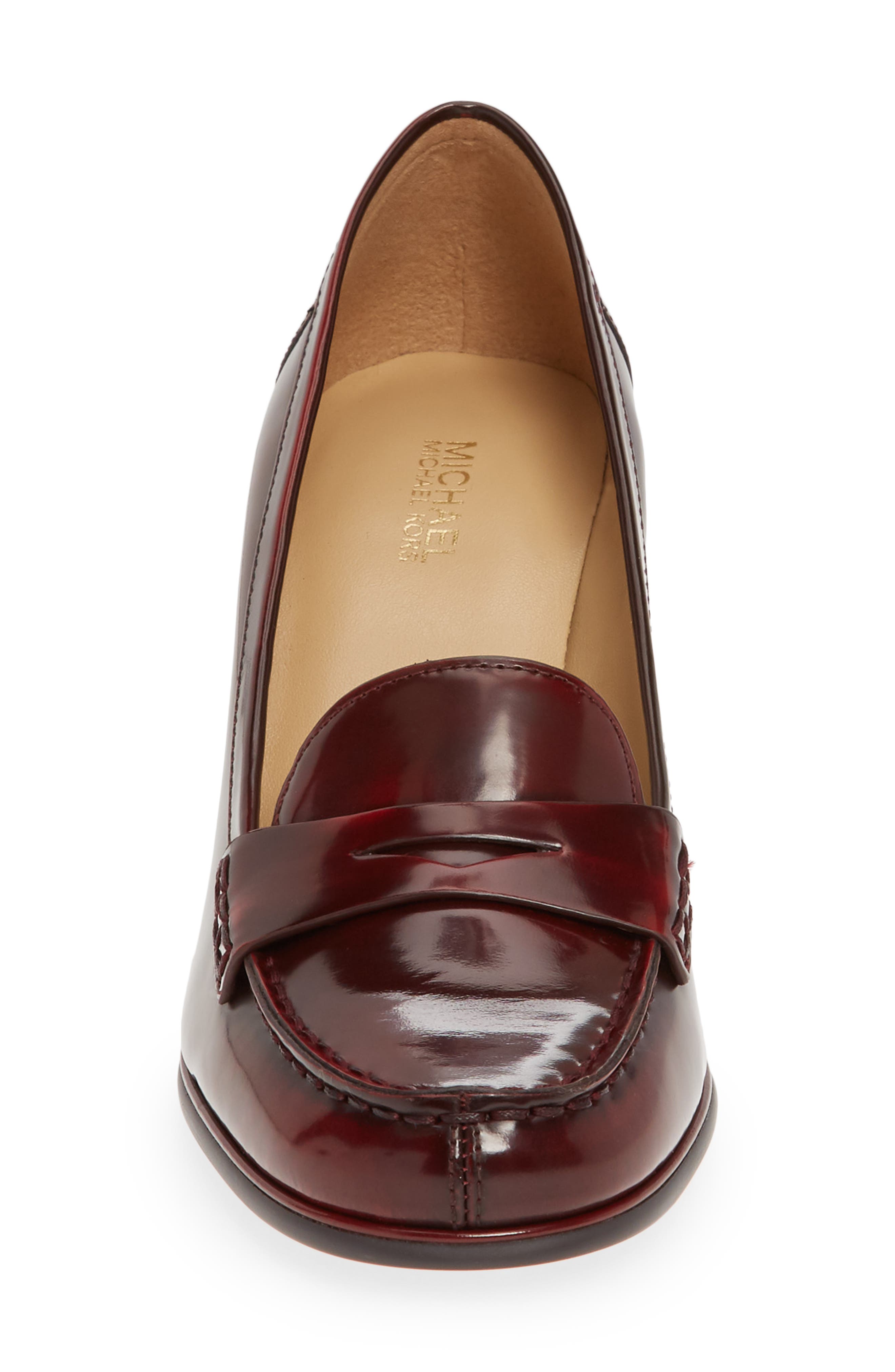 Buchanan Block Heel Loafer, Alternate, color, BRANDY PATENT LEATHER