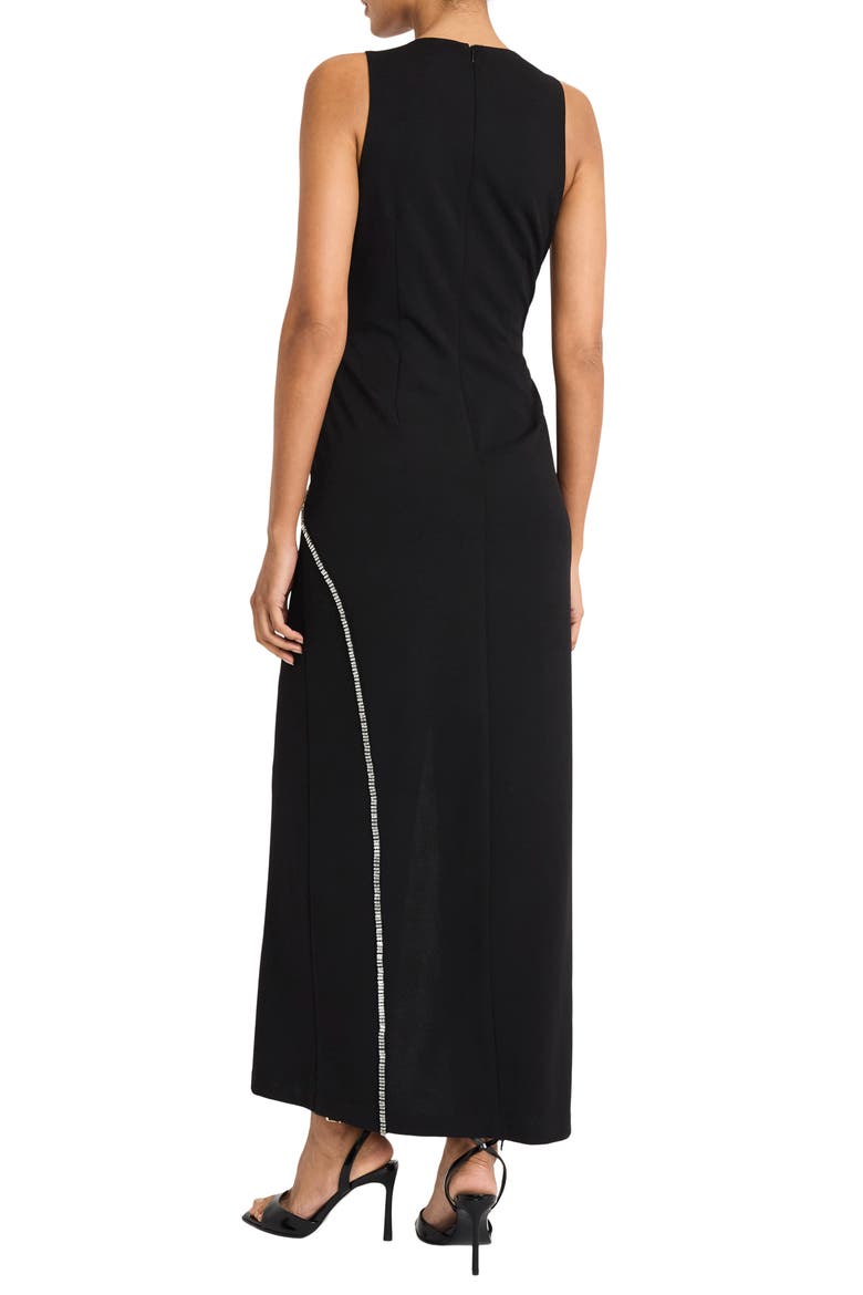 Embellished Trim Sleeveless Gown, Alternate, color, BLACK