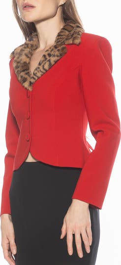 Sabrina Faux Fur Notch Collar Blazer