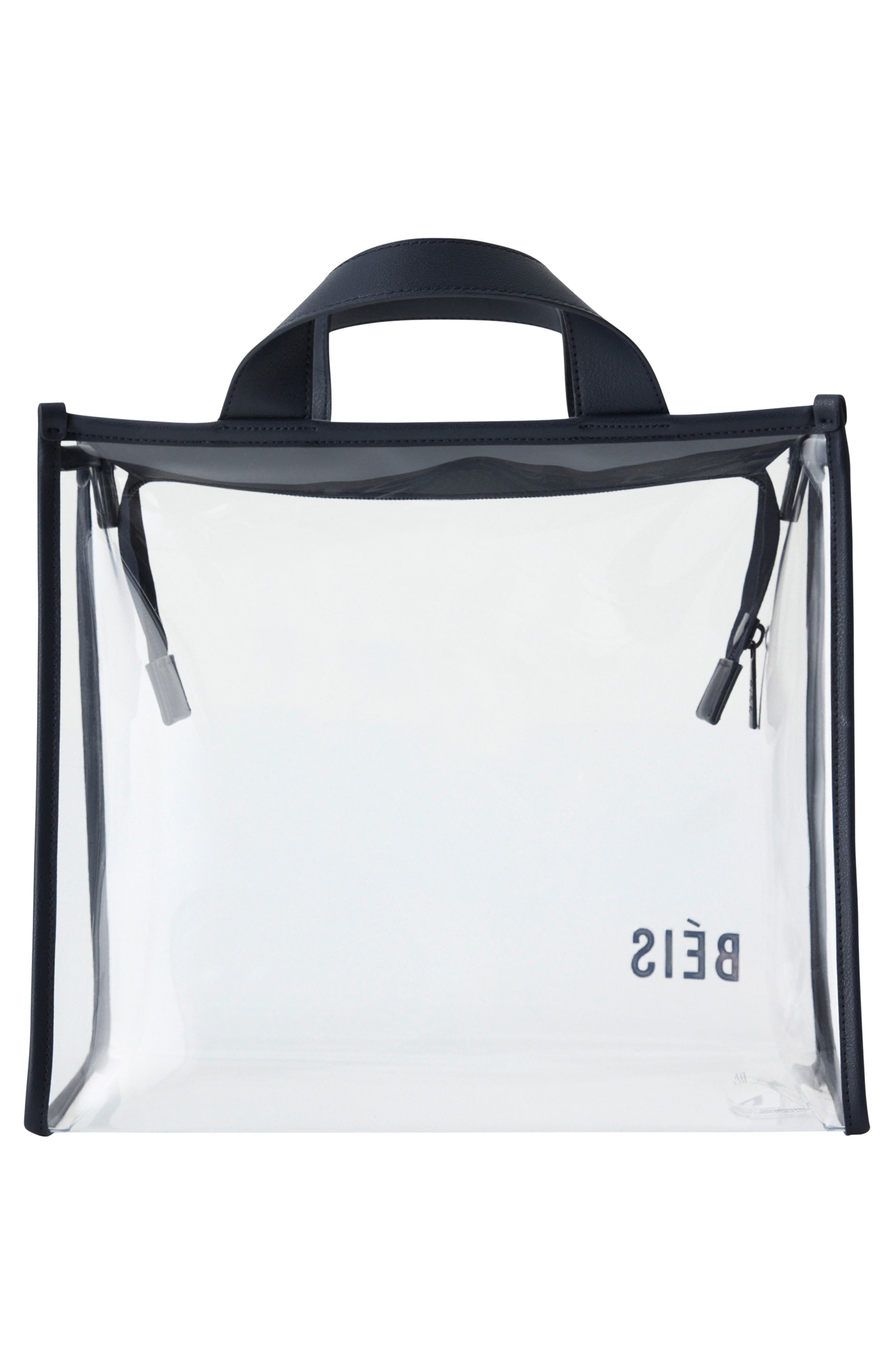 Béis The Clear Stadium Tote, Alternate, color, Navy