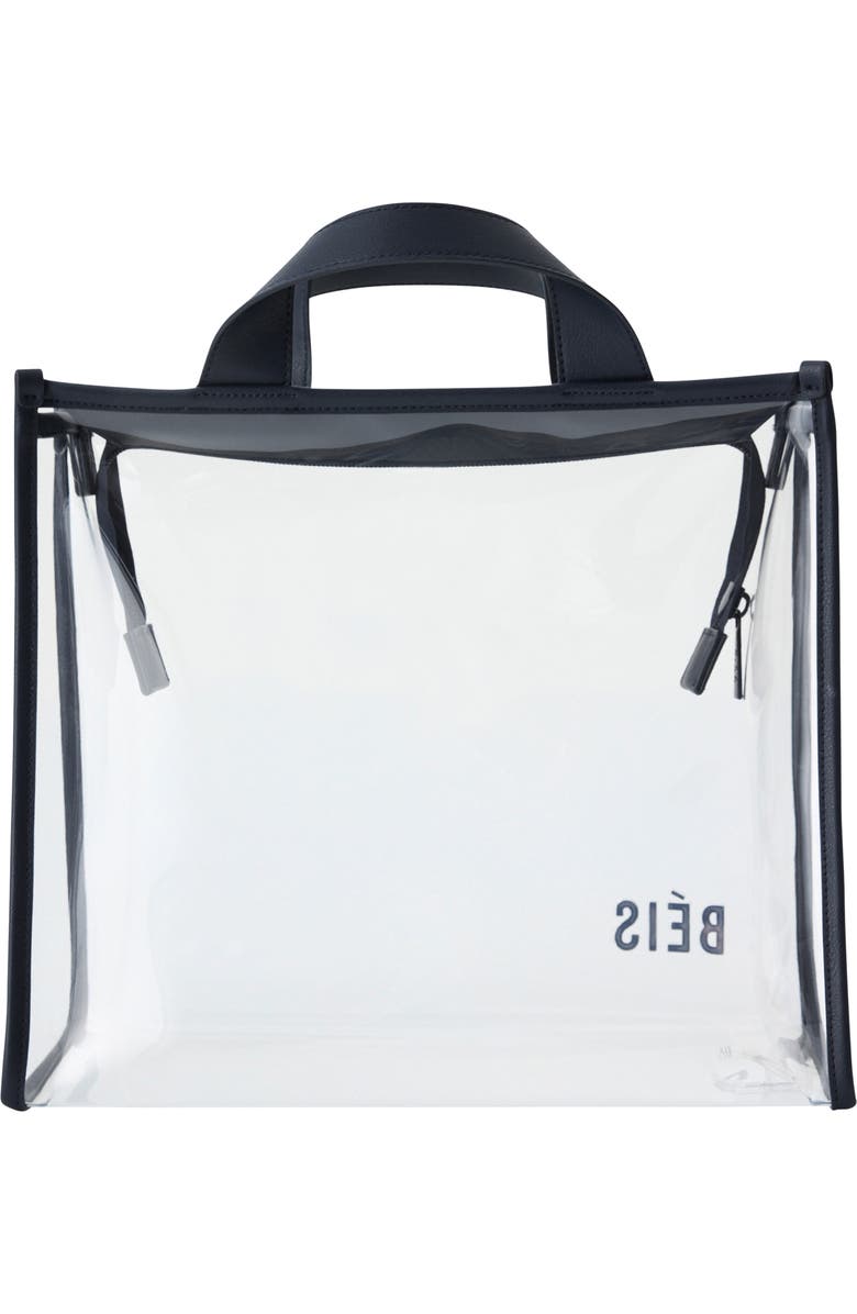 Béis The Clear Stadium Tote, Alternate, color, Navy