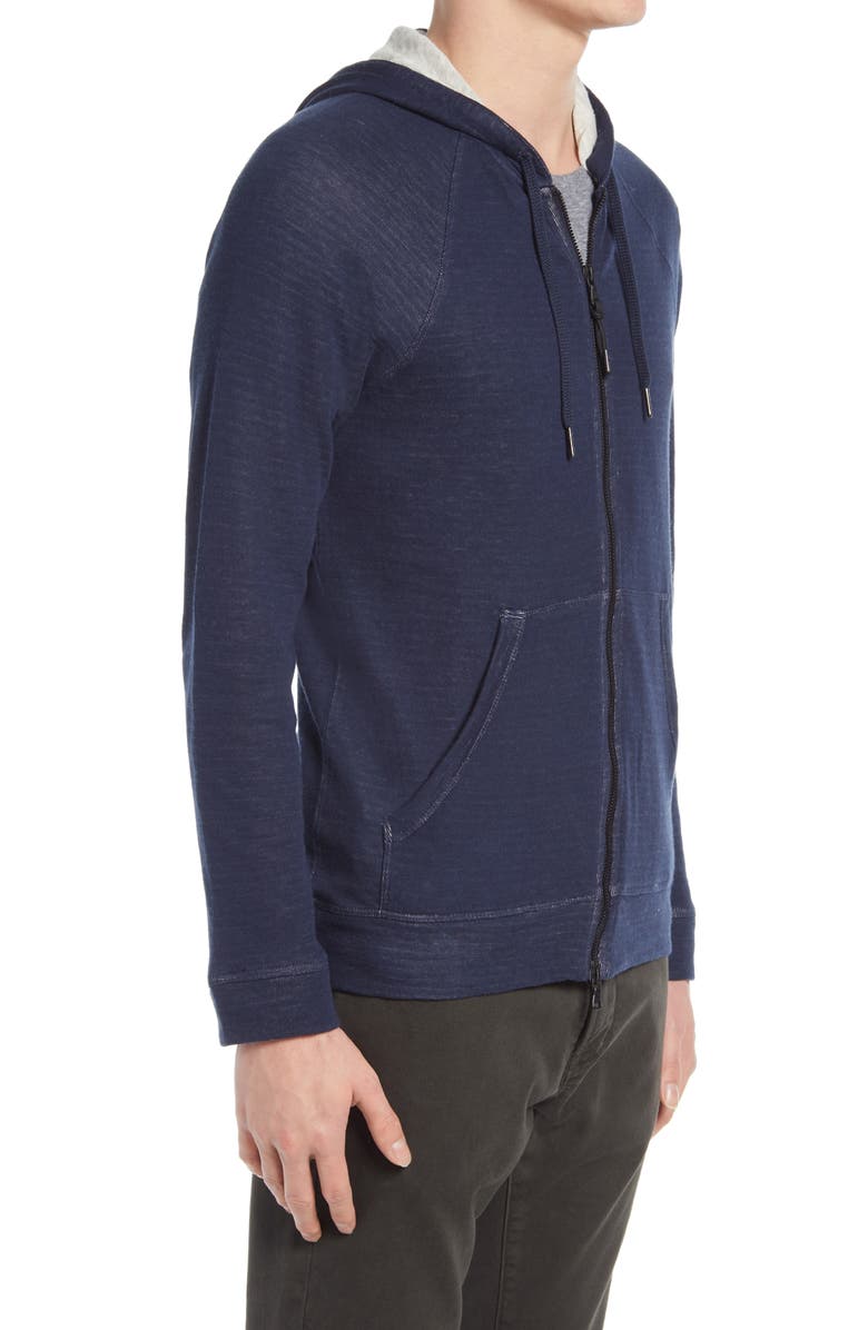 John Varvatos Cotton Blend Hoodie, Alternate, color, Pacific Blue