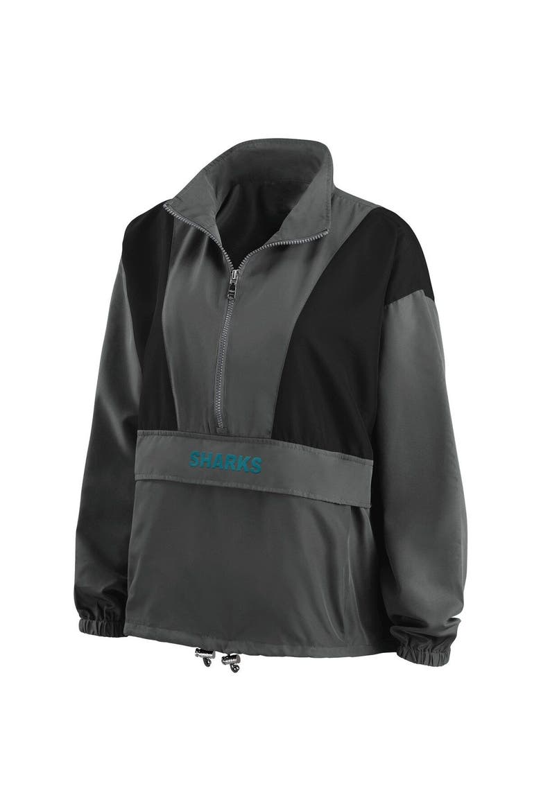 Women's WEAR by Erin Andrews Charcoal San Jose Sharks Popover Packable Half-Zip Jacket, Alternate, color, Charcoal