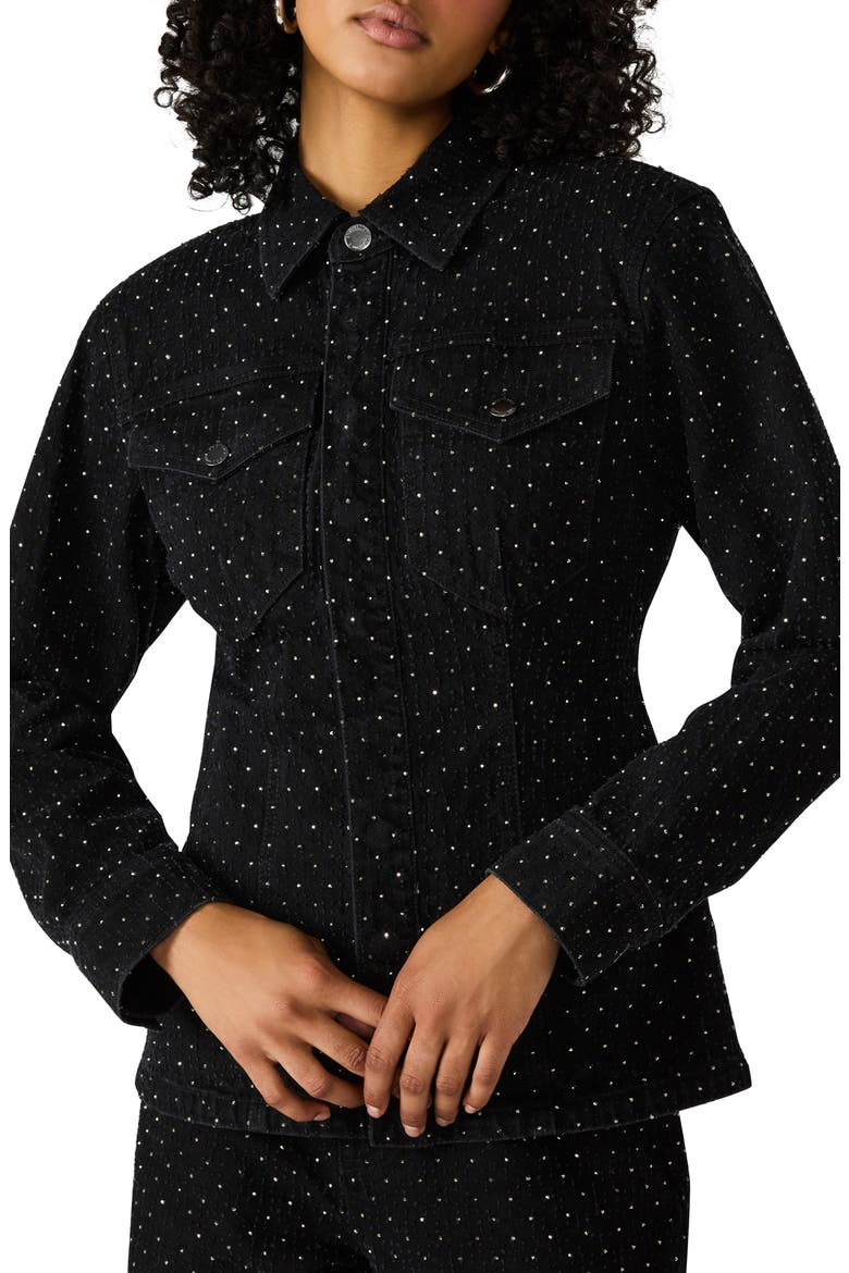 Parc Embellished Denim Jacket, Main, color, BLACK