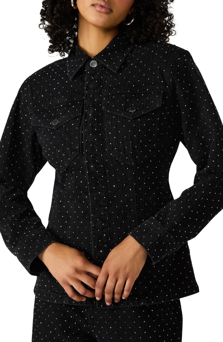 Steve Madden Parc Embellished Denim Jacket, Main, color, Black