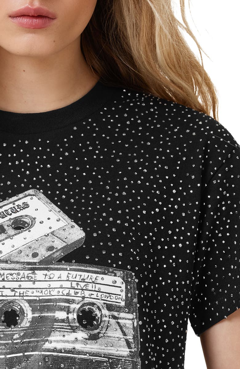 AllSaints Reel Elle Rhinestone Cotton Graphic T-Shirt, Alternate, color,