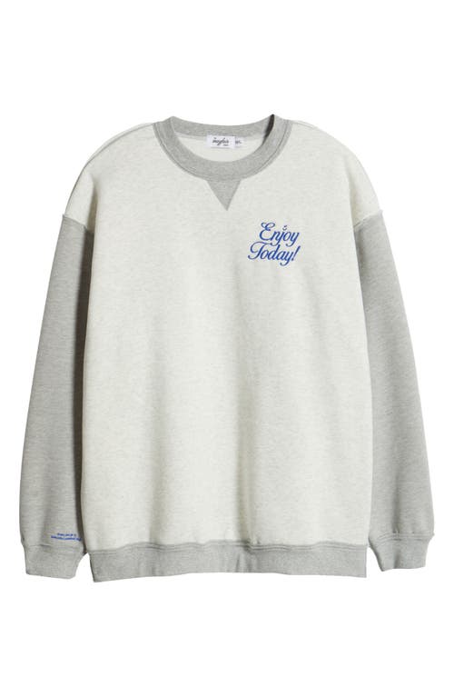 THE MAYFAIR GROUP THE MAYFAIR GROUP ENJOY TODAY COLORBLOCK FLEECE GRAPHIC SWEATSHIRT 