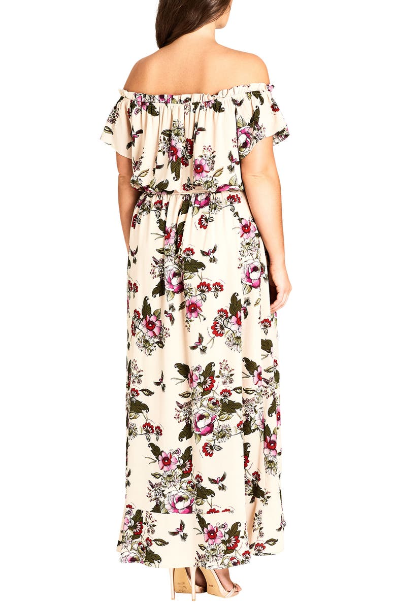 City Chic Lolita Floral Off the Shoulder Maxi Dress, Alternate, color,