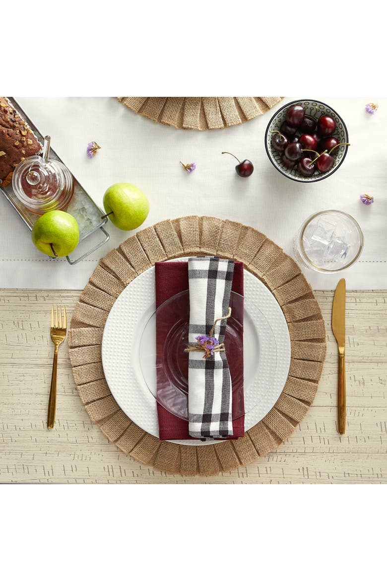 Natural Jute Round Ruffle Trim Placemat Set/6, Alternate, color, Natural