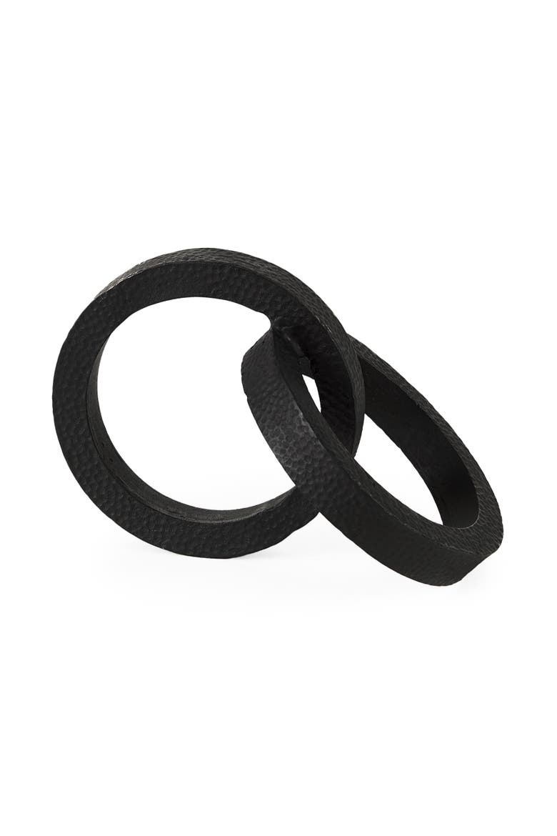 Rafiki Two Hammered Finish Metal Conjoined Circles, Main, color, Black