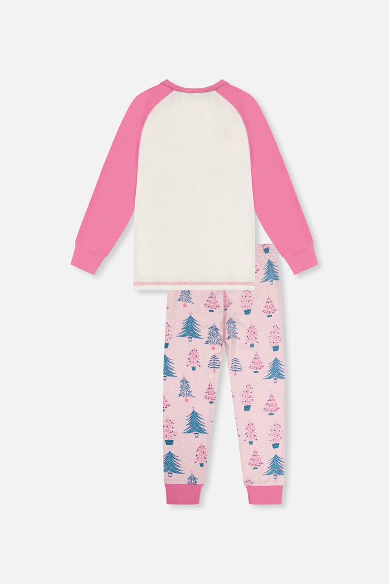 Tree Organic Cotton Top Pants Two Piece Pajama Set, Alternate, color, Pink Printed with Trees