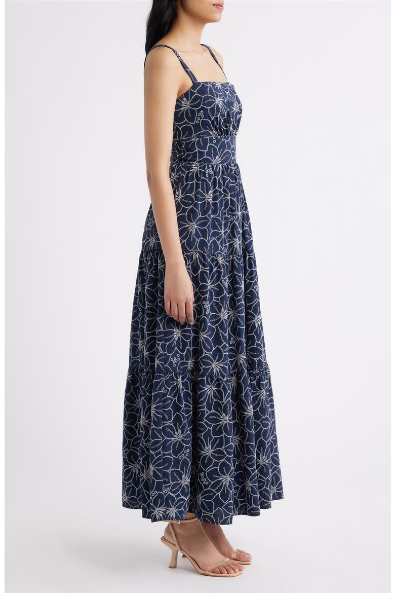 Floral Embroidered Sleeveless Maxi Dress, Alternate, color, NAVY MULTI