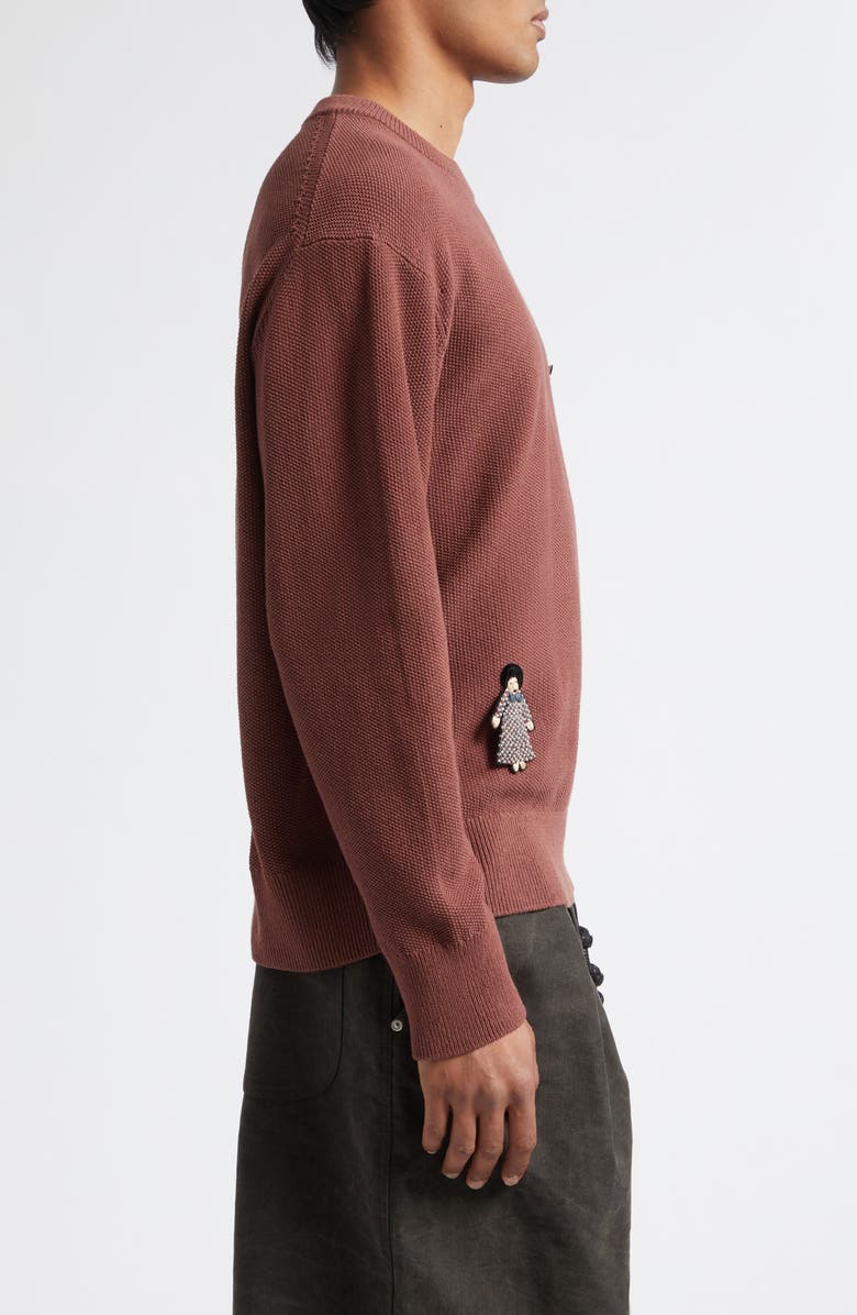 SONG FOR THE MUTE Seed Stitch Oversize Cotton Sweater, Alternate, color, Brown