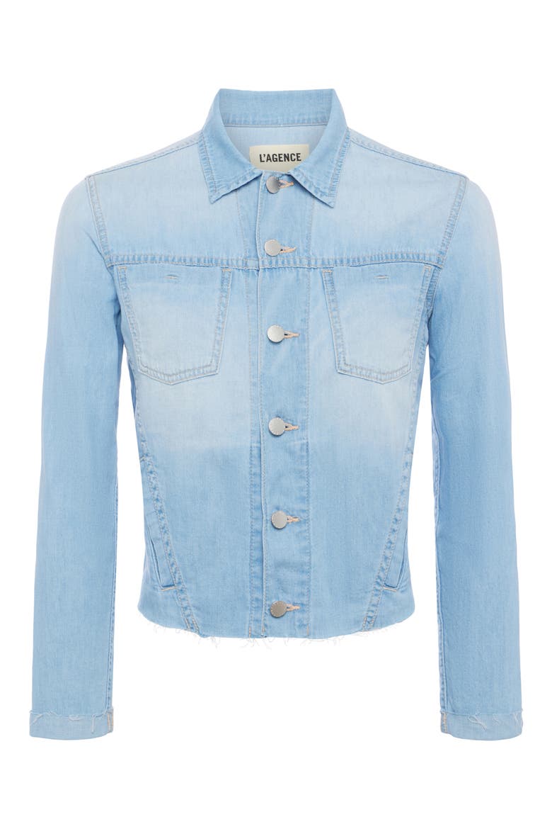 Janelle Raw Hem Cotton Denim Jacket, Alternate, color, LOZANO