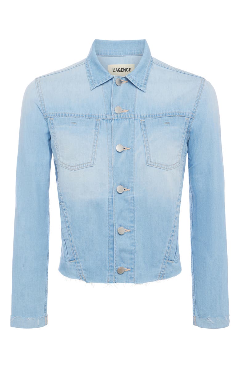 L'AGENCE Janelle Raw Hem Cotton Denim Jacket, Alternate, color, Lozano