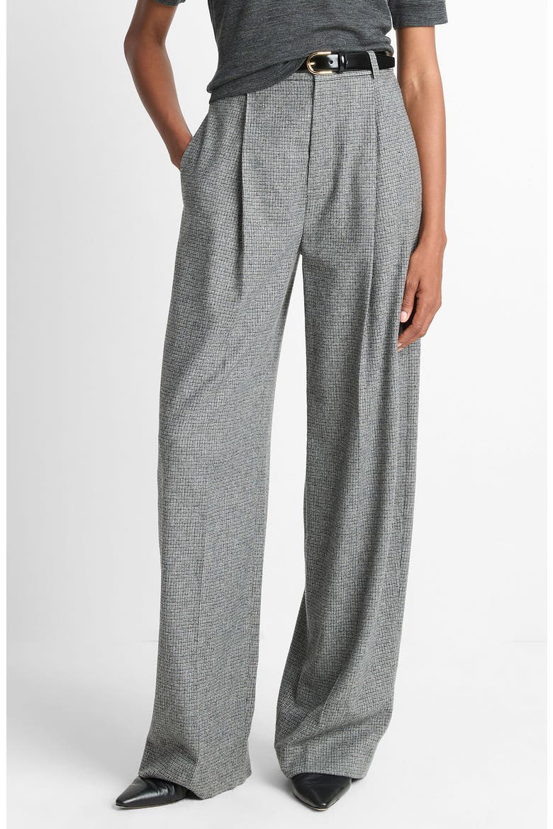 High Waist Roman Check Pants, Main, color, DARK GREY CHECK