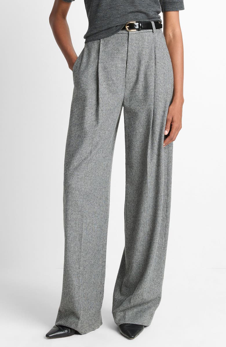 Vince High Waist Roman Check Pants, Main, color, Dark Grey Check