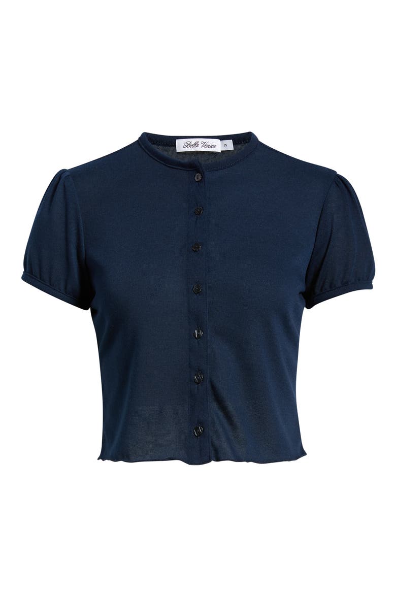 The Boni Short Sleeve Button-Up Top, Alternate, color, NAVY