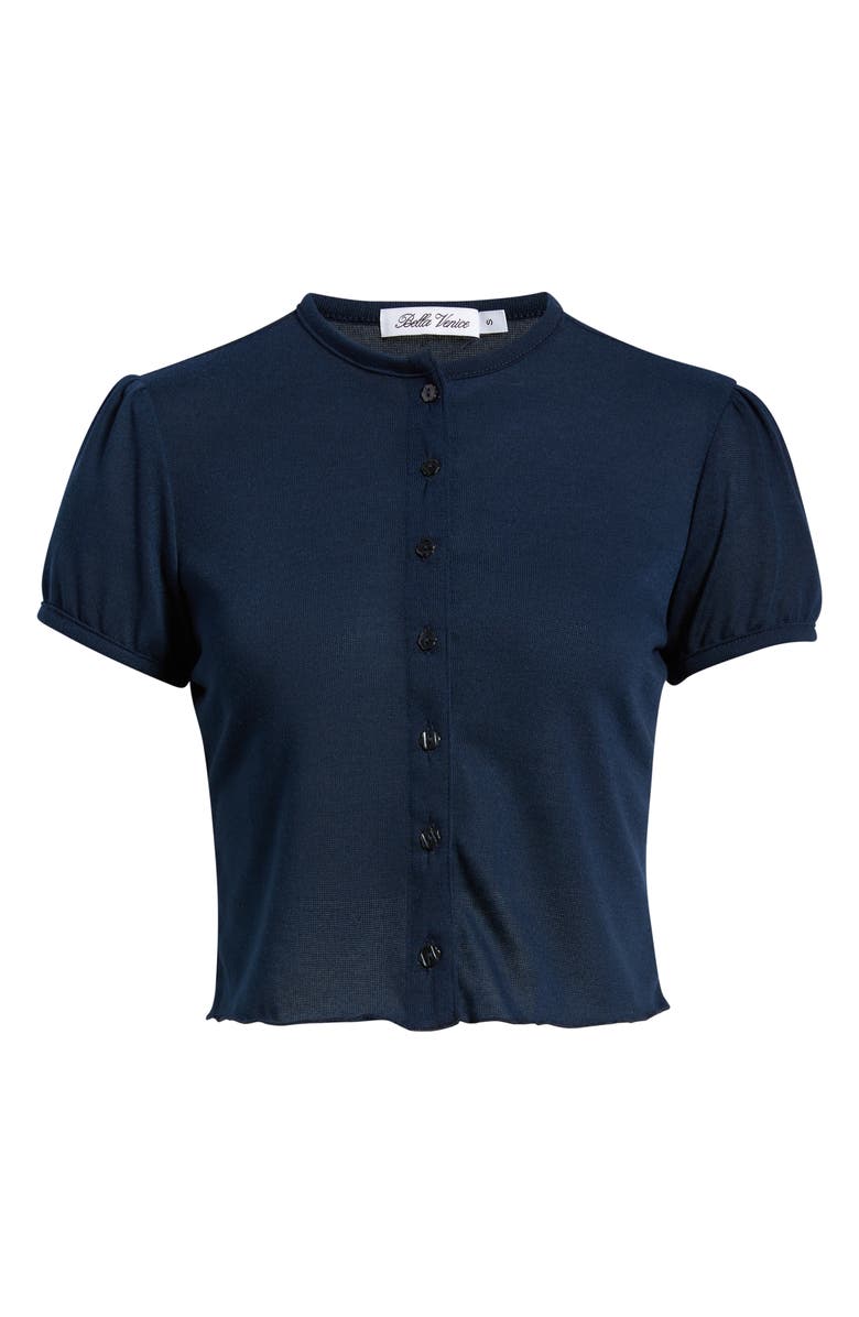 Bella Venice The Boni Short Sleeve Button-Up Top, Alternate, color, Navy