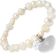 STEELTIME Stainless Steel & Freshwater Pearl Stretch Bracelet