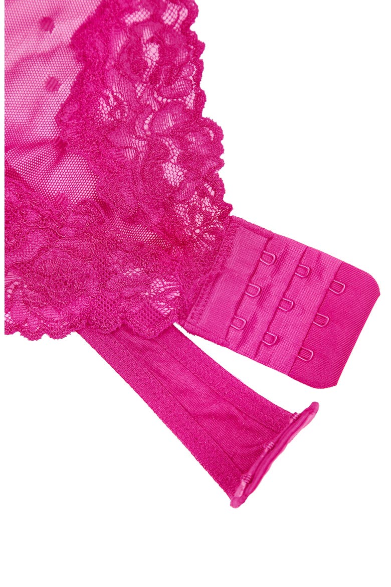 Sheer Whisper Lace Thong Teddy, Alternate, color, GLAMBERRY