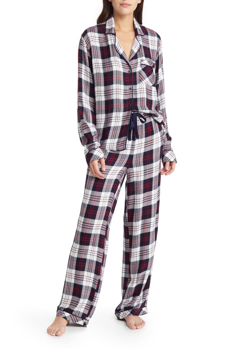 Plaid Herringbone Pajamas, Main, color, SPRUCE SEAFOAM WHITE