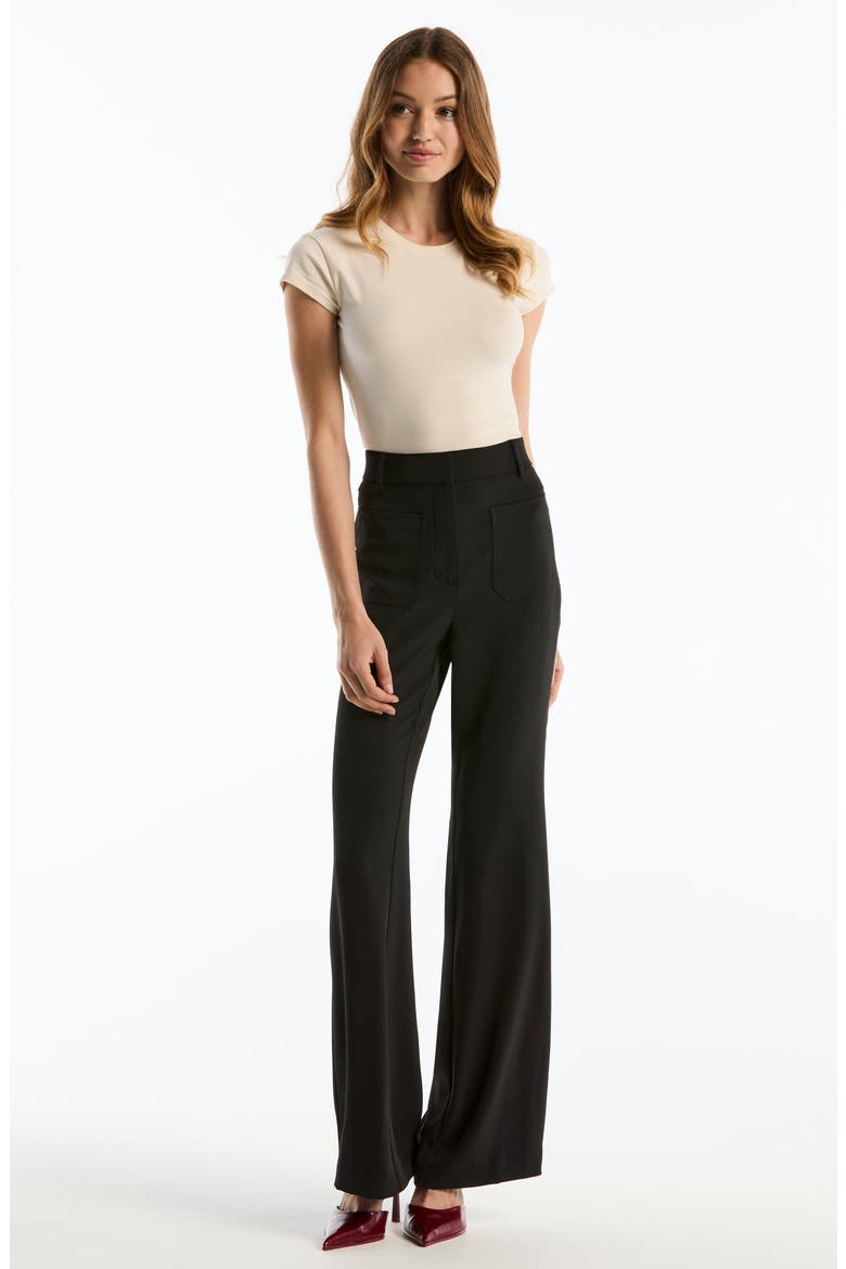 Patch Pocket Flare Leg Pants, Alternate, color, BLACK