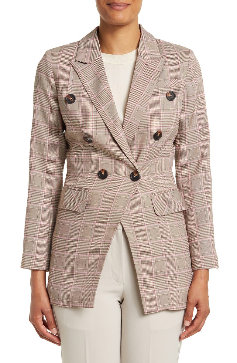 Belle & Bloom Too Cool For Work Plaid Blazer, Alternate, color, Brown