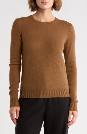 Theory Crewneck Cashmere Sweater In Brown