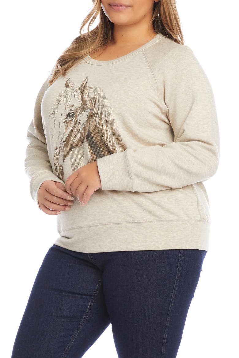 Horse Print Graphic Sweatshirt, Alternate, color, OATMEAL