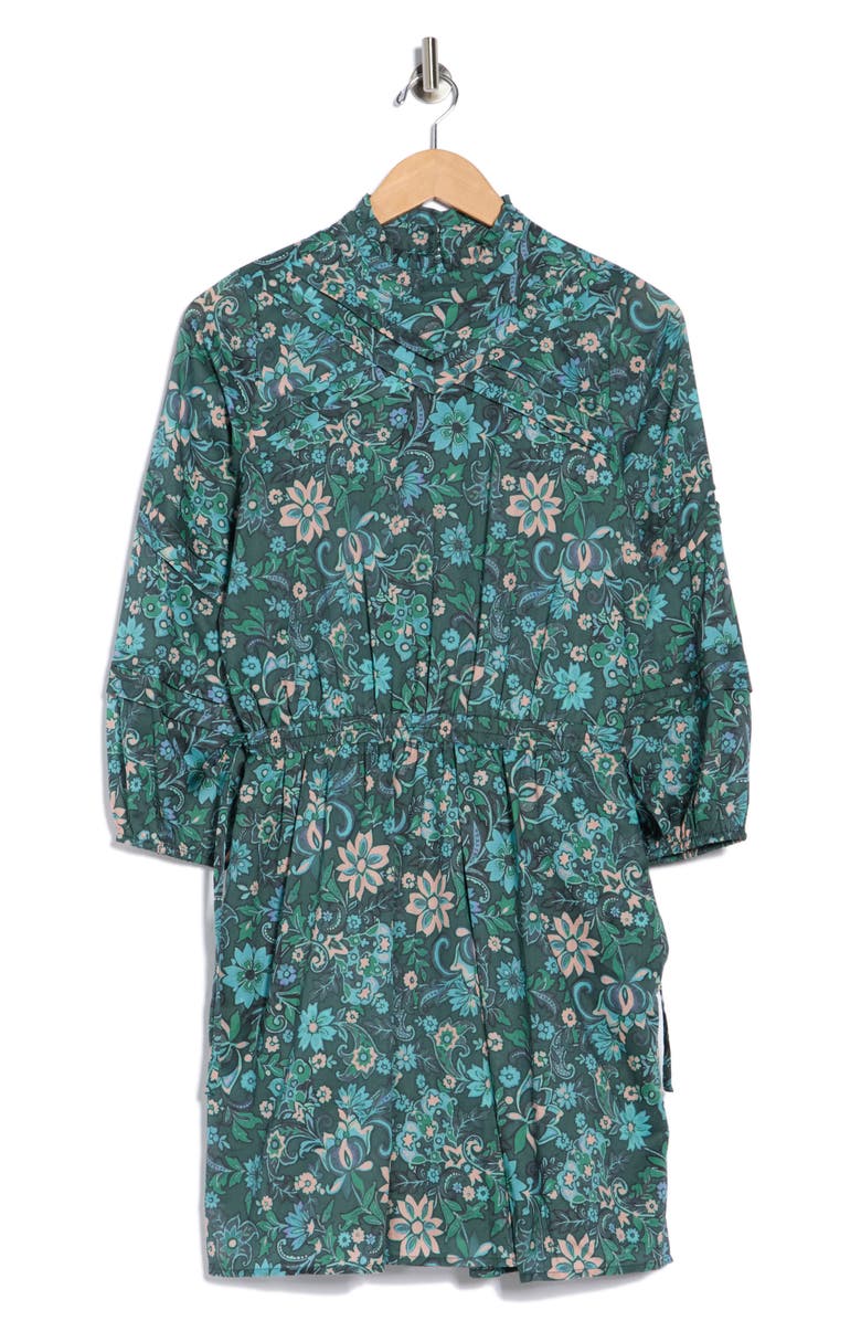 Derek Lam 10 Crosby Marisol Floral Long Sleeve Dress, Main, color, Teal Multi