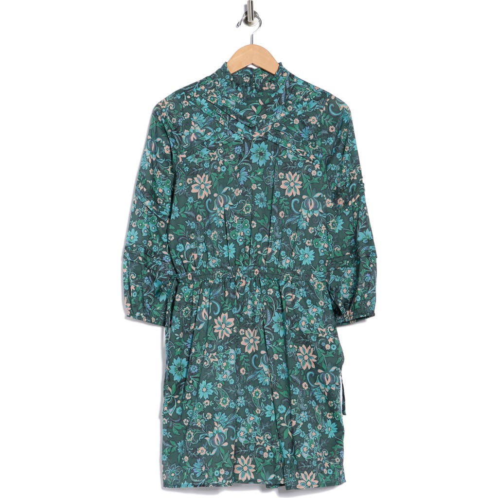 Derek Lam 10 Crosby Marisol Floral Long Sleeve Dress In Green