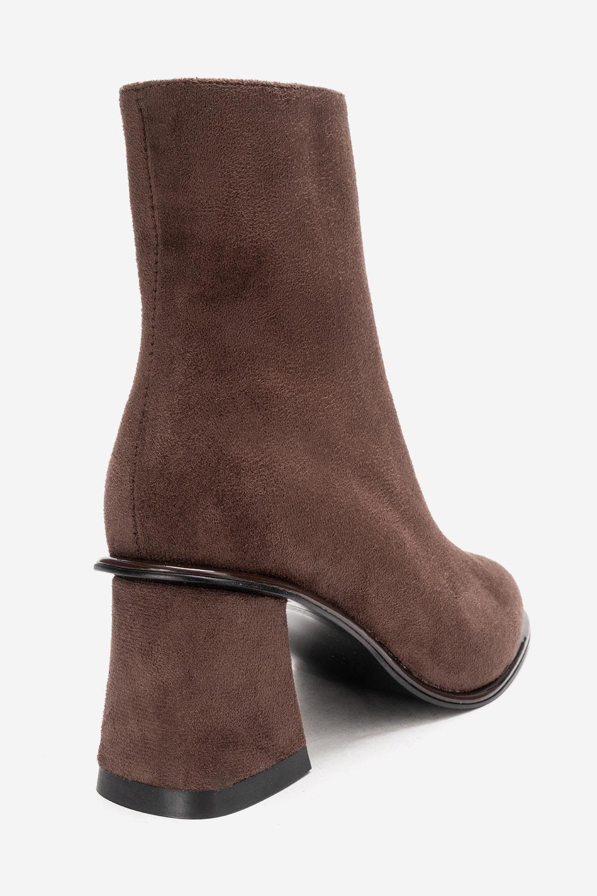 Maura Block Heel Boot, Alternate, color, Brown Suede Faux Leather