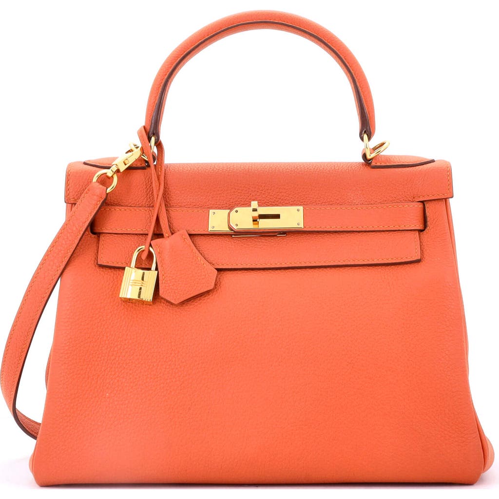 Pre-owned Hermes Hermes Kelly Handbag Orange Togo With Gold Hardware 28 In Orange