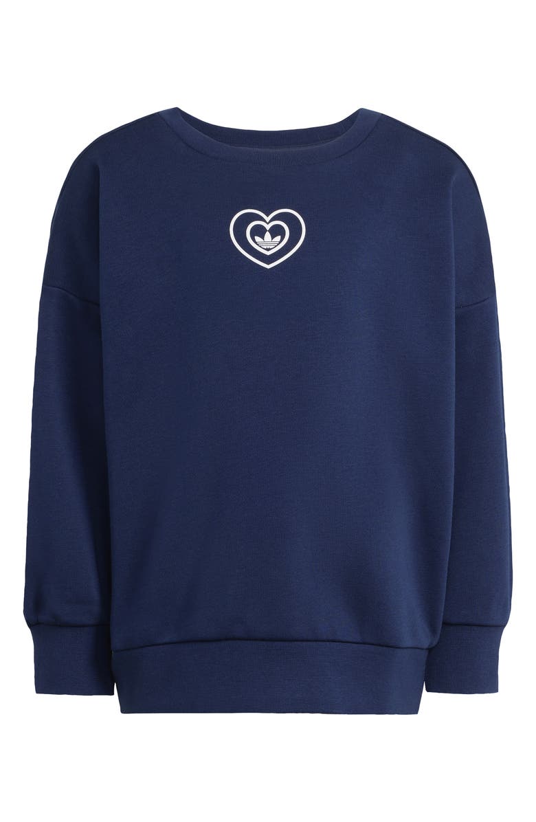 adidas x Disney Alice in Wonderland Kids
 Crewneck Sweatshirt 
Flare Leggings Set, Alternate, color, Night Indigo