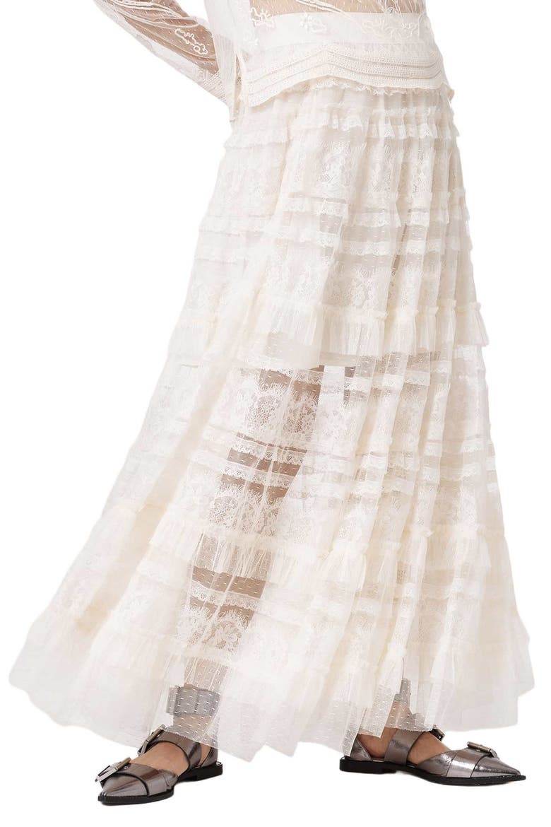 Arlea Lace & Tulle Skirt, Main, color, ANTIQUE WHITE