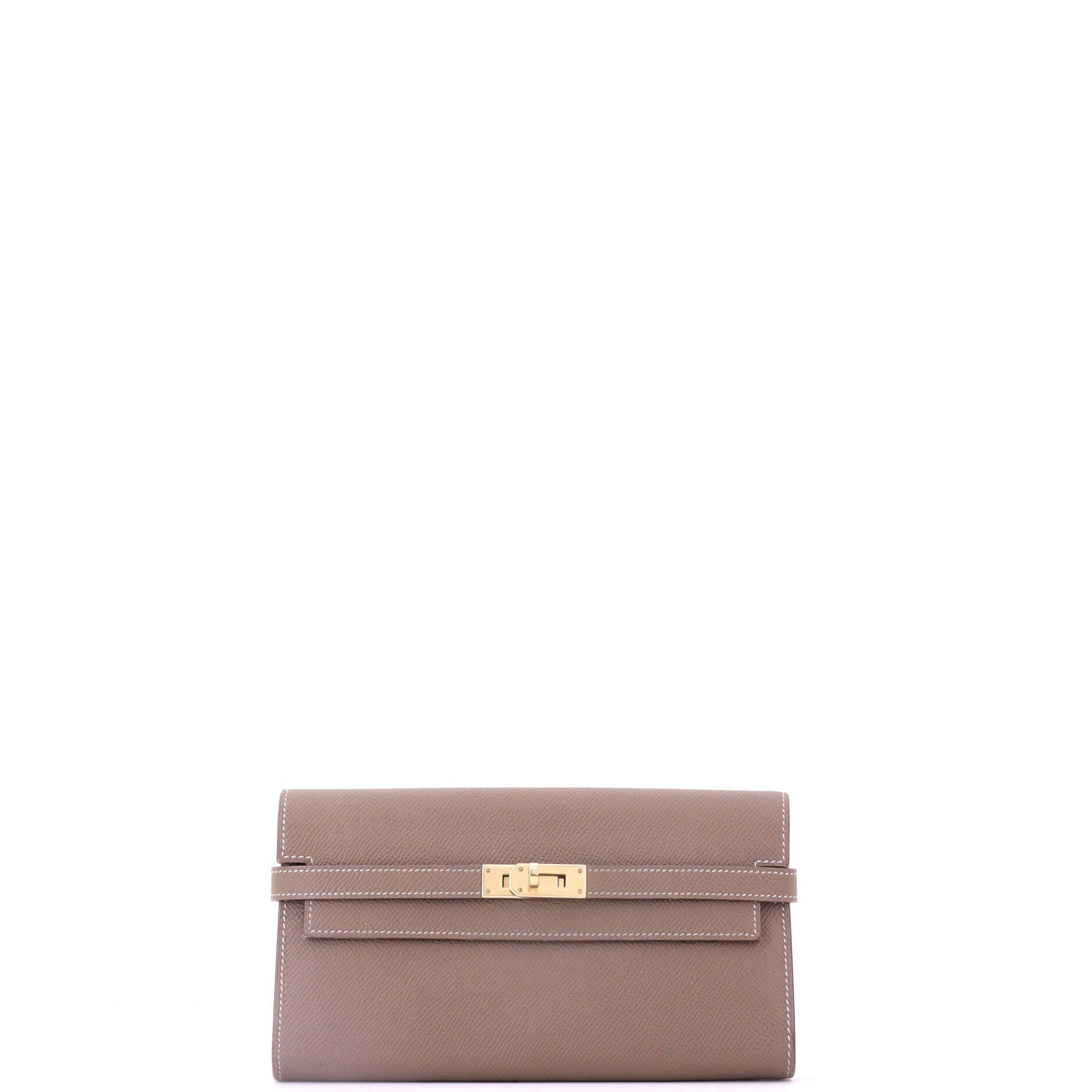 Pre-Owned Hermes Kelly Wallet Epsom Long, Main, color, Etoupe