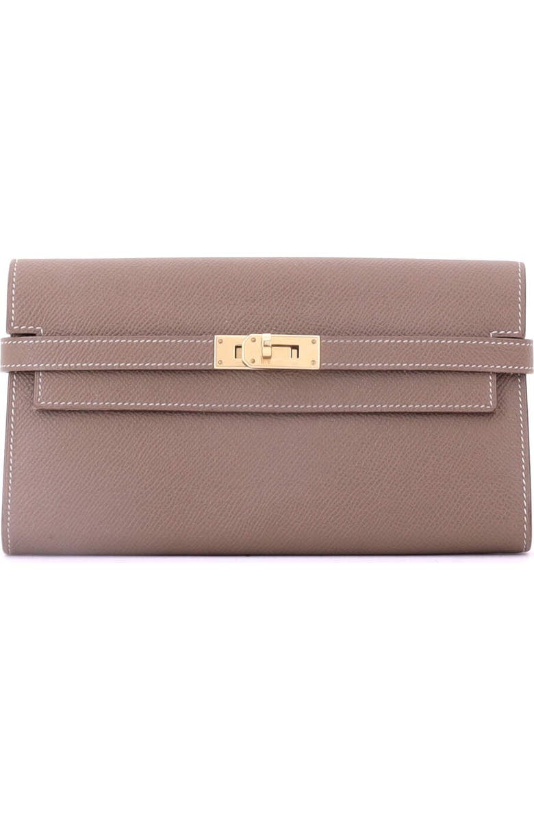 Pre-Owned Hermes Kelly Wallet Epsom Long, Main, color, Etoupe