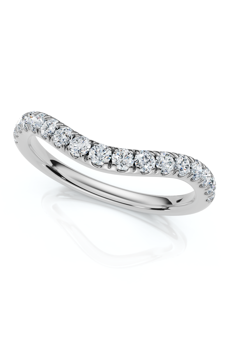 Curved Diamond Wedding Ring Enhanced 1/3Ct 14k Gold or Platinum Lab Grown, Alternate, color, 14k White Gold