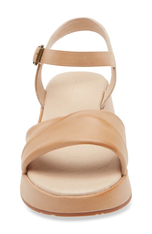 Chocolat Blu Elly Ankle Strap Platform Wedge Sandal In Sand Leather